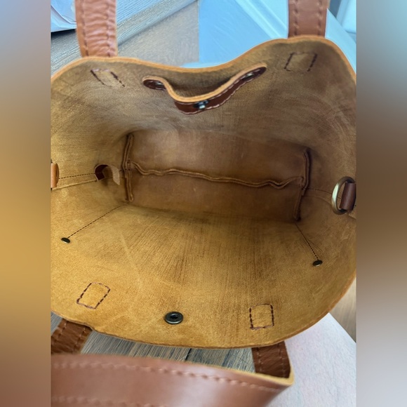 Portland Leather Goods Mini Crossbody Tote Honey New - Picture 6 of 6